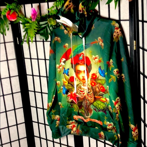 Halloween Retro Floral Skull Printed oversized hoodie O/S - Picture 6 of 8